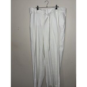 Lane Bryant Plus Size 18R White Belted Linen Wide Leg Trouser Pant NWT $69